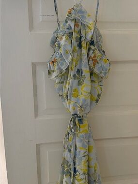 Joie Light Blue Halter Floral Maxi Dress